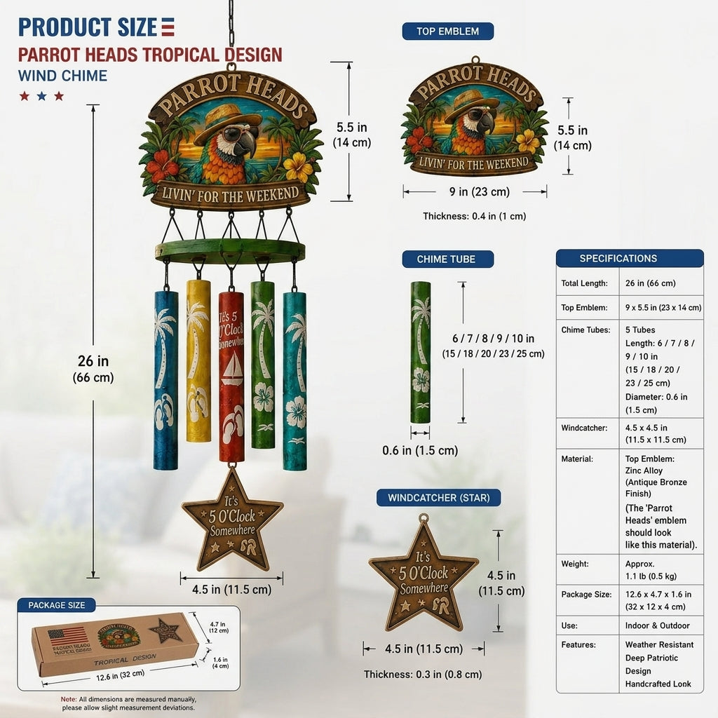 đ„Hot Sale 49% OFFđ„Parrot Heads Tropical Paradise Wind Chime