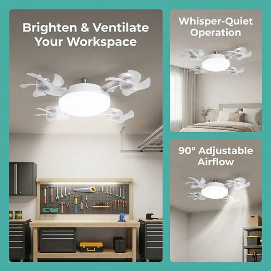 2026 New E27 Socket Ceiling Fan Light - 2-in-1 Silent LED Fan with Remote Control, Energy-Saving Cooling & Lighting Combo for Home Bedroom